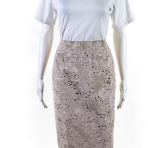 De La Renta Women Leather High Rise Pencil Skirt
